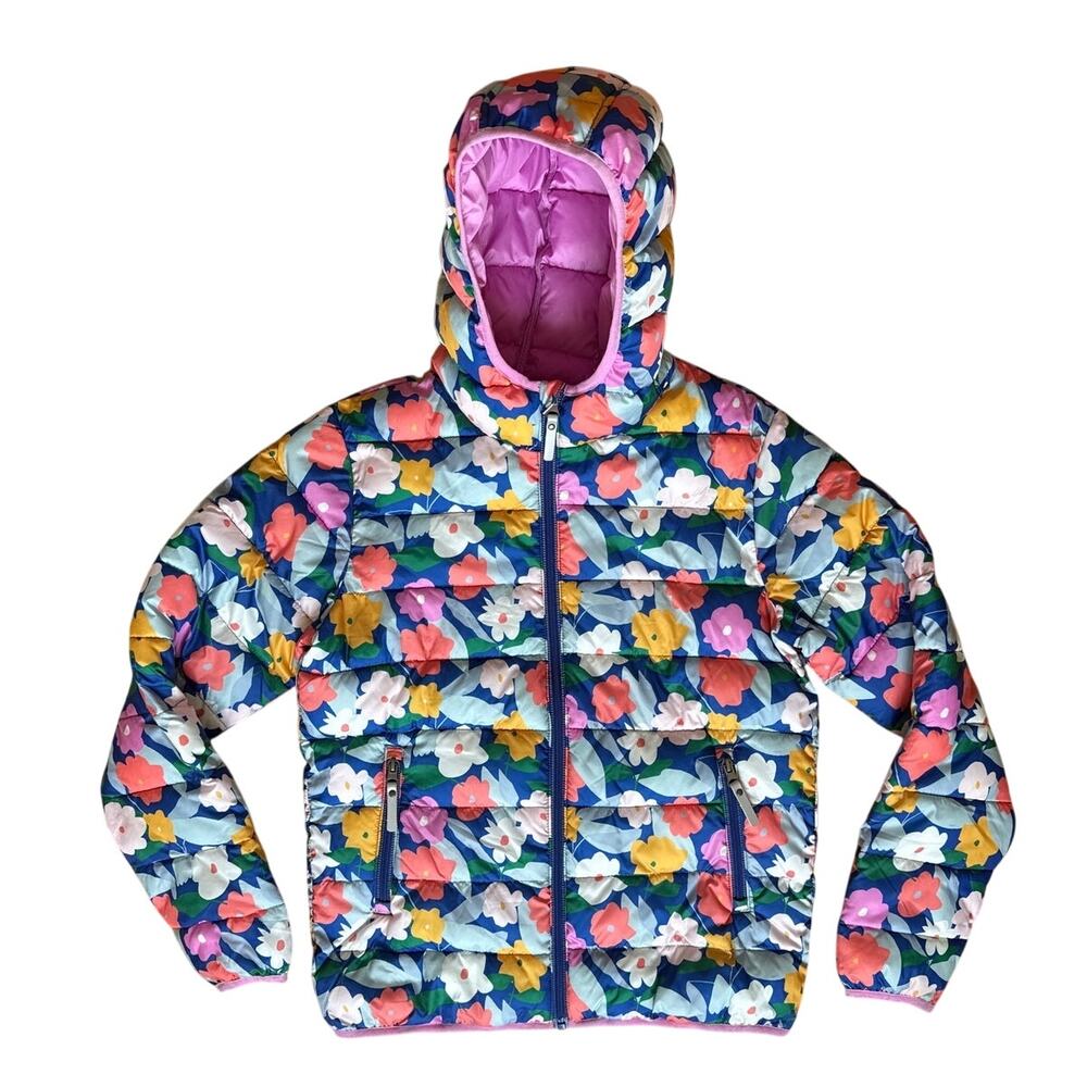 Hanna Andersson Puffer Jacket in Bright Flowers Print Size 12